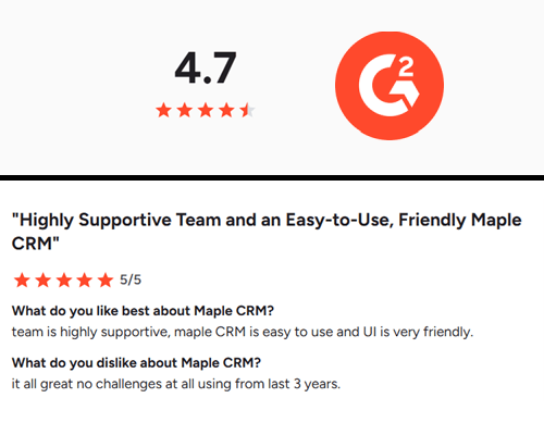 Maple CRM Customer Reviews