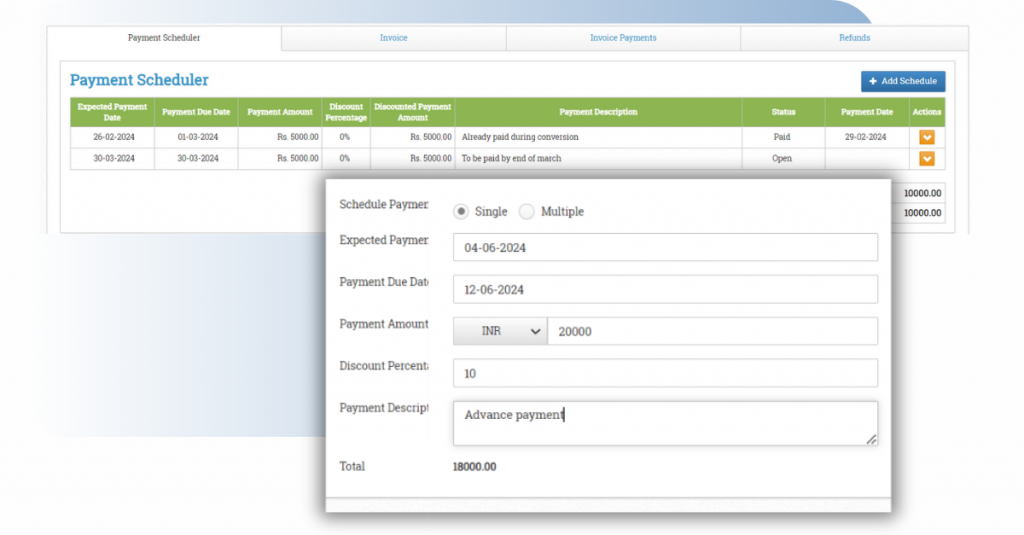 Maple CRM payment management